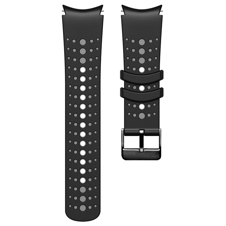 Silicone Strap for Samsung Galaxy Watch7 44mm 40mm / Watch FE 40mm / Watch6 44mm 40mm Multiple Holes Dual Color Watchband - Black+Grey