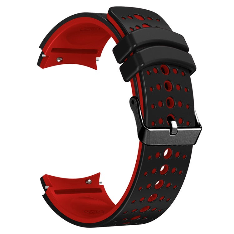 Silicone Strap for Samsung Galaxy Watch7 44mm 40mm / Watch FE 40mm / Watch6 44mm 40mm Multiple Holes Dual Color Watchband - Black+Red