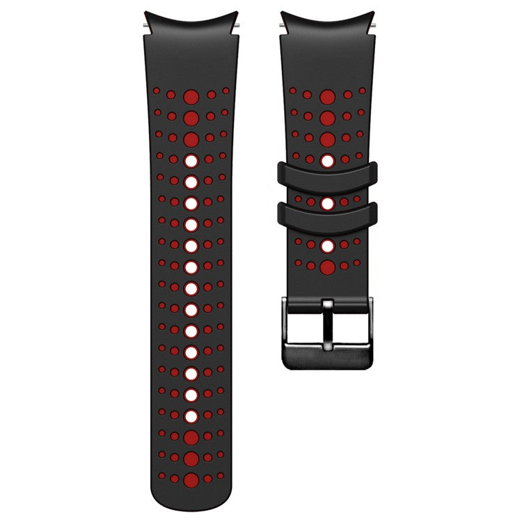 Silicone Strap for Samsung Galaxy Watch7 44mm 40mm / Watch FE 40mm / Watch6 44mm 40mm Multiple Holes Dual Color Watchband - Black+Red