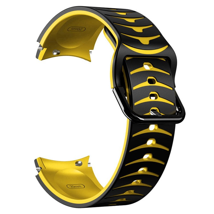 Silicone Strap for Samsung Galaxy Watch7 44mm 40mm / Watch FE 40mm / Watch6 44mm 40mm Dual Color Watch Band - Black+Yellow