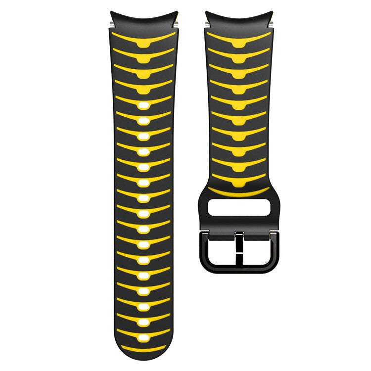 Silicone Strap for Samsung Galaxy Watch7 44mm 40mm / Watch FE 40mm / Watch6 44mm 40mm Dual Color Watch Band - Black+Yellow