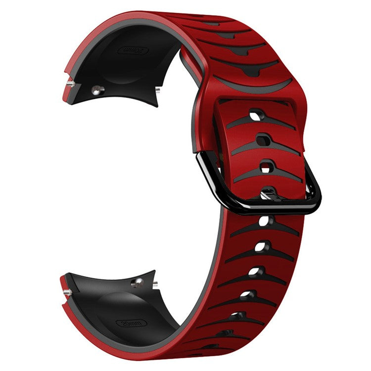 Silicone Strap for Samsung Galaxy Watch7 44mm 40mm / Watch FE 40mm / Watch6 44mm 40mm Dual Color Watch Band - Red+Black