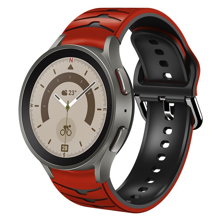 Silicone Strap for Samsung Galaxy Watch7 44mm 40mm / Watch FE 40mm / Watch6 44mm 40mm Dual Color Watch Band - Red+Black