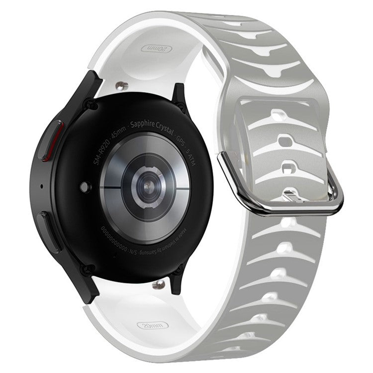 Silicone Strap for Samsung Galaxy Watch7 44mm 40mm / Watch FE 40mm / Watch6 44mm 40mm Dual Color Watch Band - Grey+White