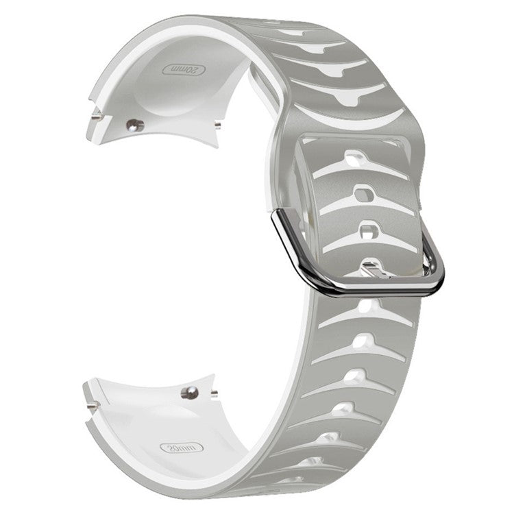 Silicone Strap for Samsung Galaxy Watch7 44mm 40mm / Watch FE 40mm / Watch6 44mm 40mm Dual Color Watch Band - Grey+White