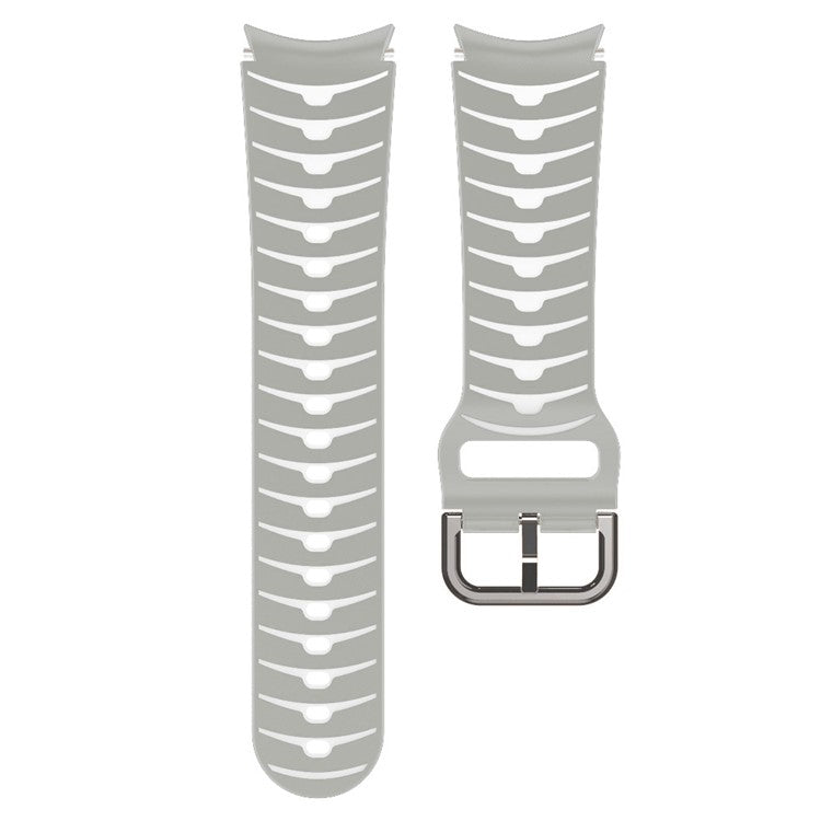 Silicone Strap for Samsung Galaxy Watch7 44mm 40mm / Watch FE 40mm / Watch6 44mm 40mm Dual Color Watch Band - Grey+White