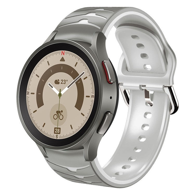 Silicone Strap for Samsung Galaxy Watch7 44mm 40mm / Watch FE 40mm / Watch6 44mm 40mm Dual Color Watch Band - Grey+White