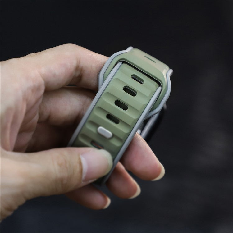 Dual Color Silicone Strap for Apple Watch Series 10 46mm / Ultra 2 Ultra 49mm / Series 9 8 7 45mm / SE (2023) SE (2022) SE 6 5 4 44mm / 3 2 1 42mm - Light Green+Grey