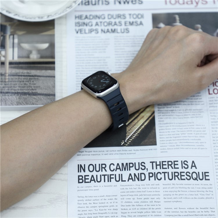 Magnetic Band for Apple Watch Series 10 46mm / Ultra 2 Ultra 49mm / 9 8 7 45mm / SE (2023) SE (2022) SE 6 5 4 44mm / 3 2 1 42mm Silicone Breathable Watch Strap - Midnight