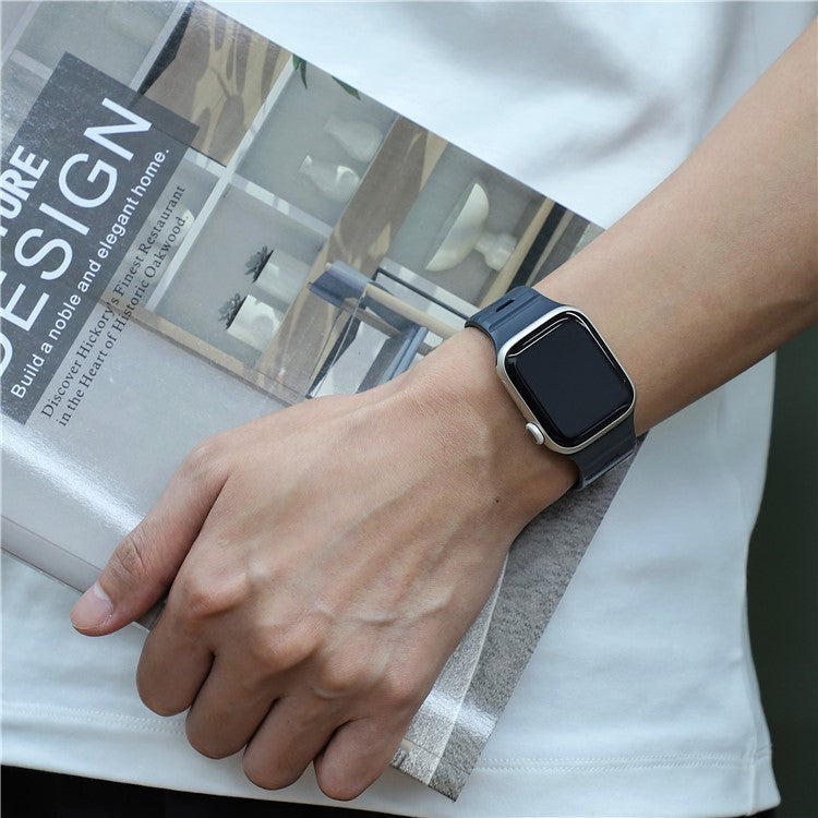 Magnetic Band for Apple Watch Series 10 46mm / Ultra 2 Ultra 49mm / 9 8 7 45mm / SE (2023) SE (2022) SE 6 5 4 44mm / 3 2 1 42mm Silicone Breathable Watch Strap - Midnight