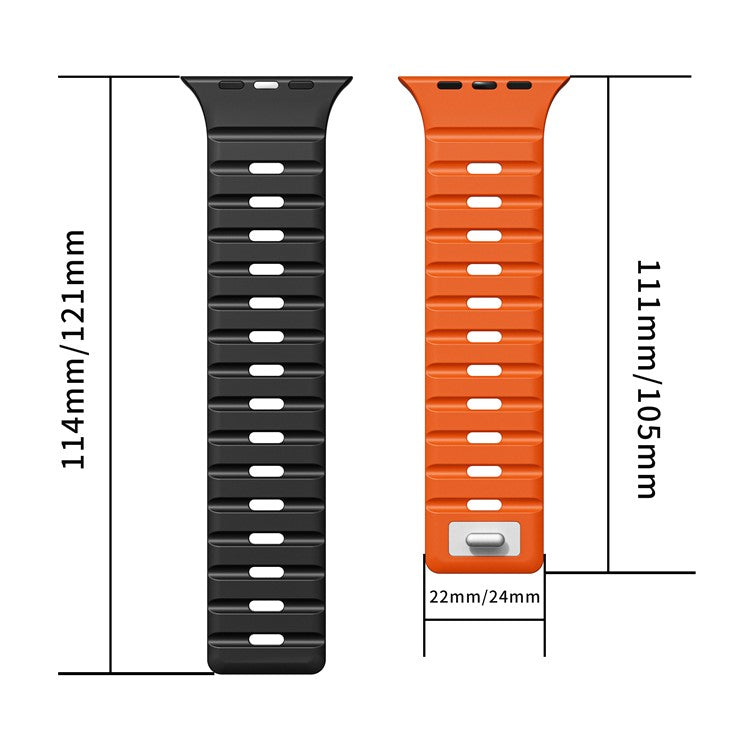 Magnetic Band for Apple Watch Series 10 46mm / Ultra 2 Ultra 49mm / 9 8 7 45mm / SE (2023) SE (2022) SE 6 5 4 44mm / 3 2 1 42mm Silicone Breathable Watch Strap - Midnight