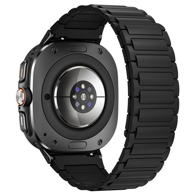 For Samsung Galaxy Watch Ultra 47mm Silicone Band Magnetic Sport Band Strap - Black / Black Connector