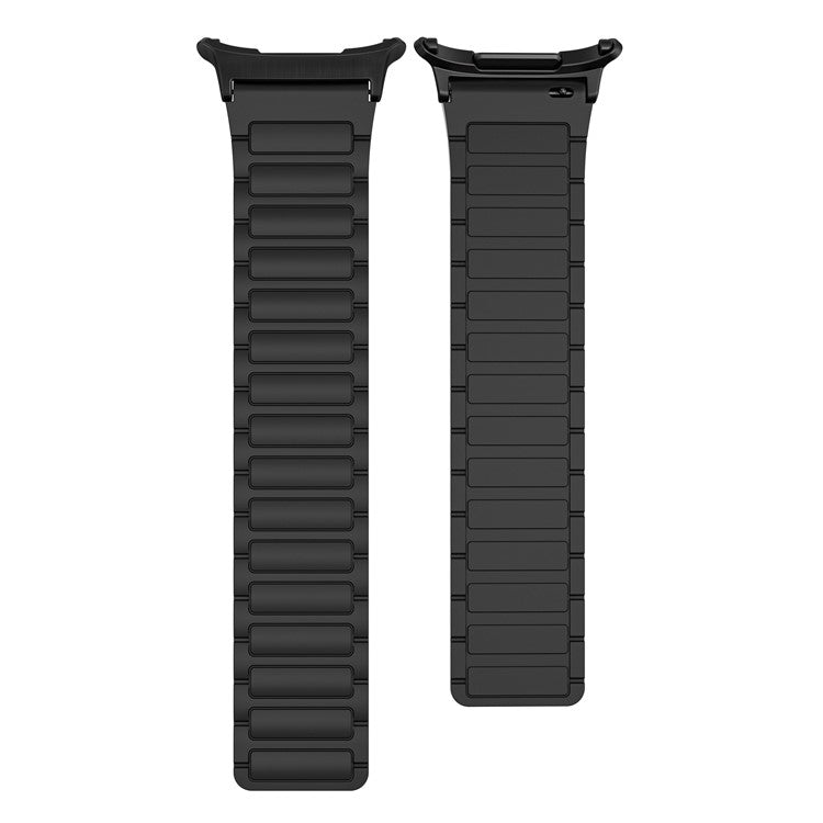 For Samsung Galaxy Watch Ultra 47mm Silicone Band Magnetic Sport Band Strap - Black / Black Connector