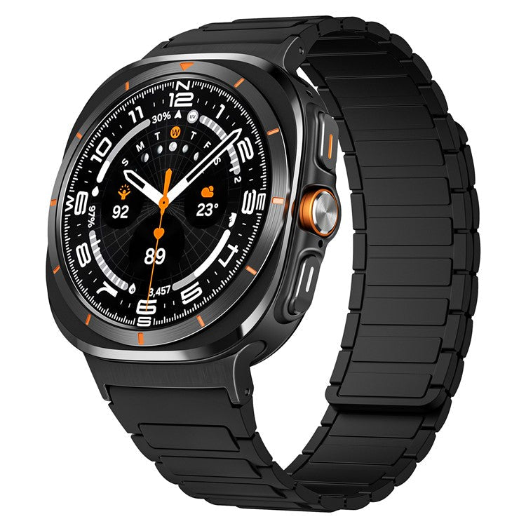 For Samsung Galaxy Watch Ultra 47mm Silicone Band Magnetic Sport Band Strap - Black / Black Connector