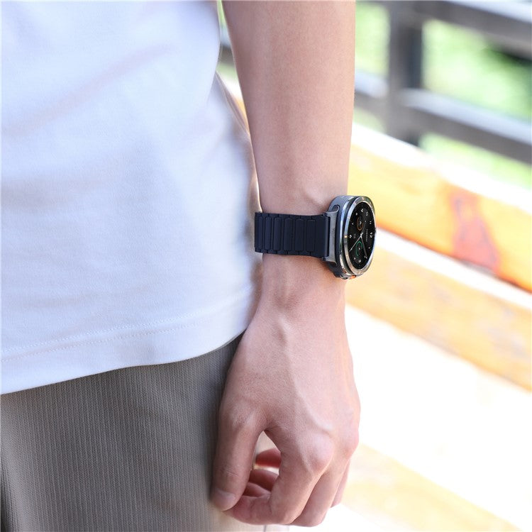 For Samsung Galaxy Watch Ultra 47mm Silicone Band Magnetic Sport Band Strap - Black / Black Connector