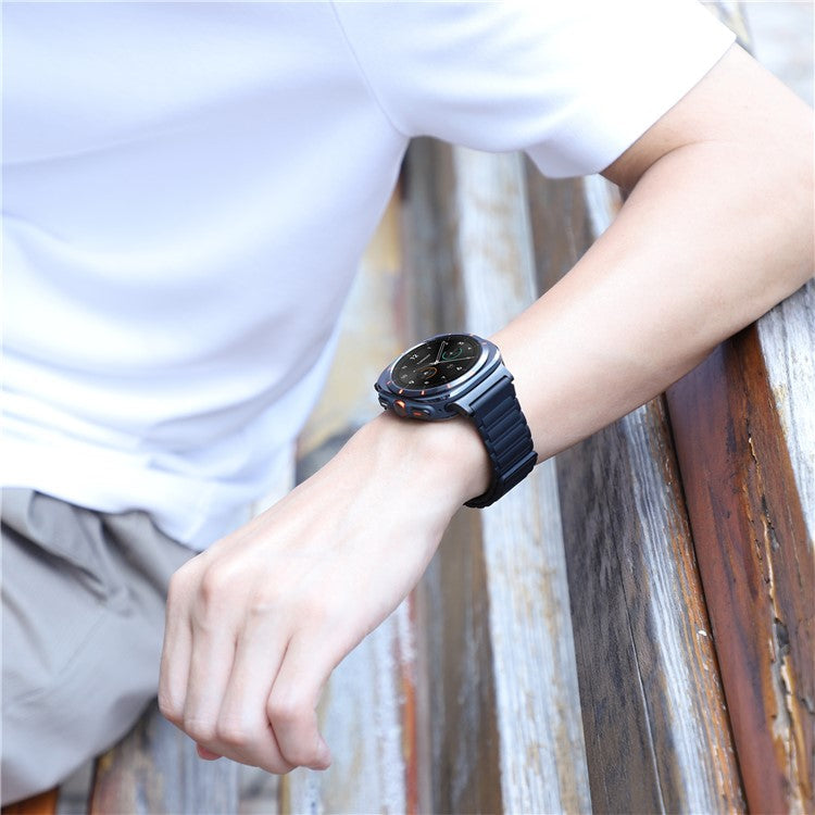For Samsung Galaxy Watch Ultra 47mm Silicone Band Magnetic Sport Band Strap - Black / Black Connector