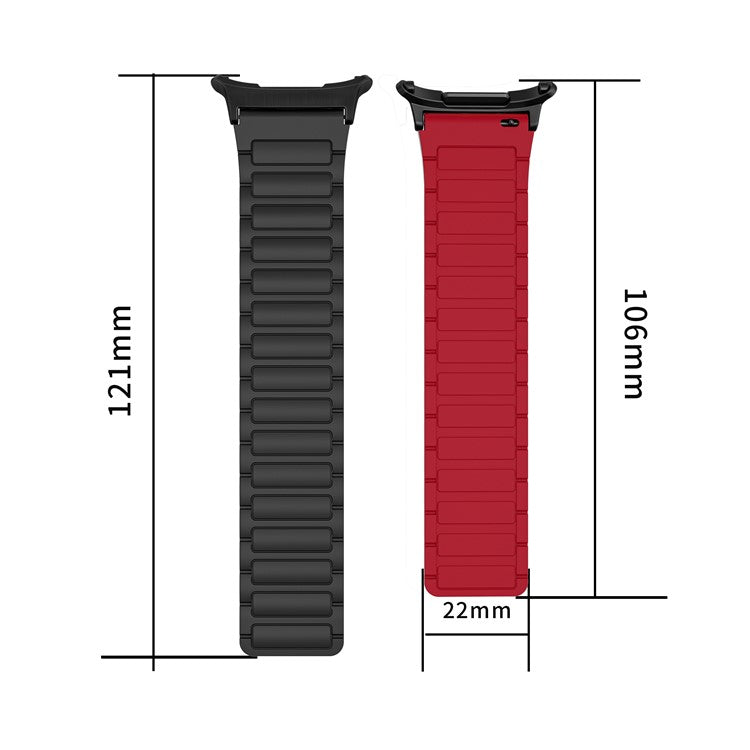 For Samsung Galaxy Watch Ultra 47mm Silicone Band Magnetic Sport Band Strap - Black / Black Connector