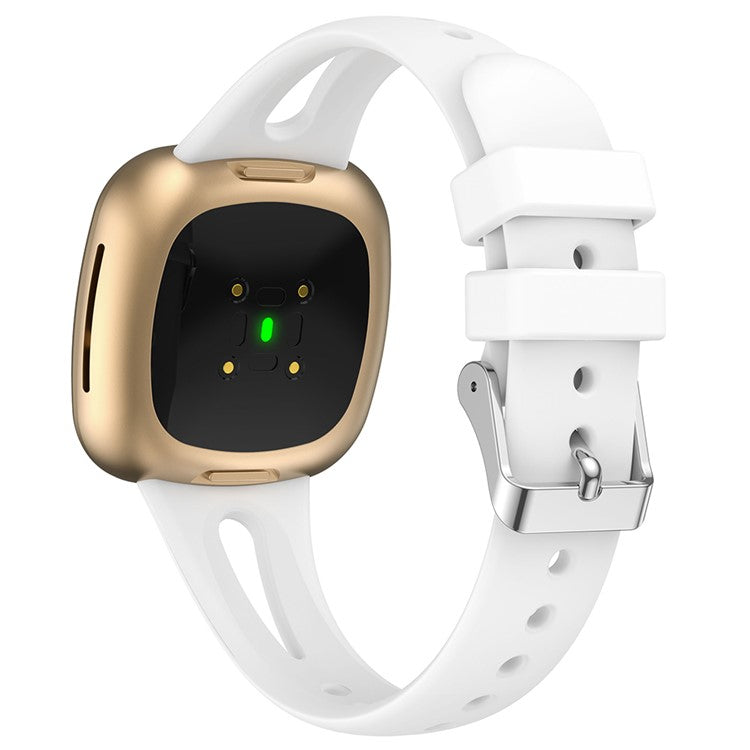 Size L Watch Band for Fitbit Versa 4 / Versa 3 / Sense 2 Sweatproof Soft Silicone Sport Watch Strap - White