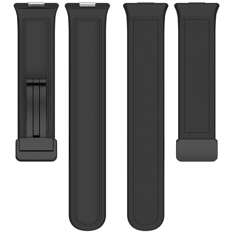 For Huawei Watch Fit 3 Watch Band Magnetic Buckle Leather Coated Silicone Strap with Metal Connector - Green