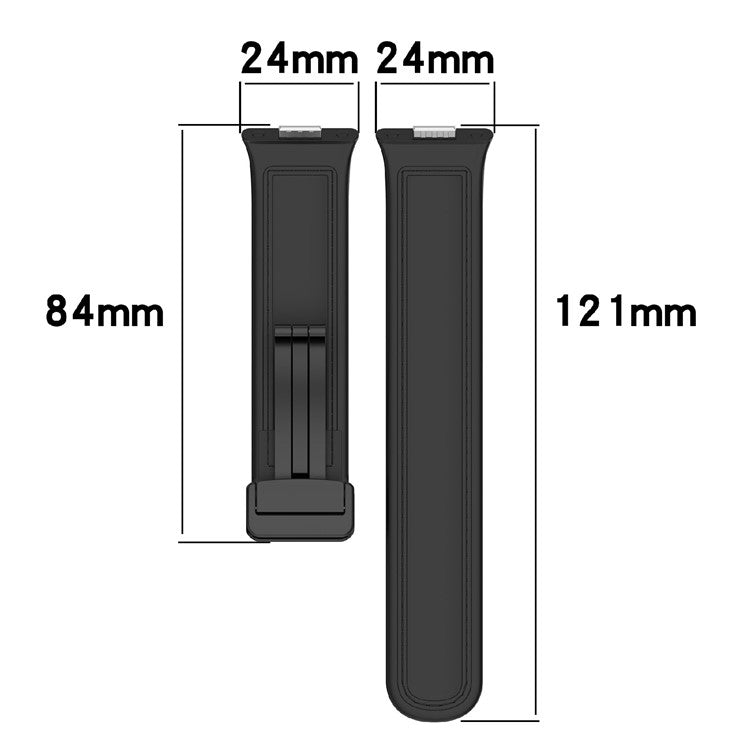 For Huawei Watch Fit 3 Watch Band Magnetic Buckle Leather Coated Silicone Strap with Metal Connector - Green