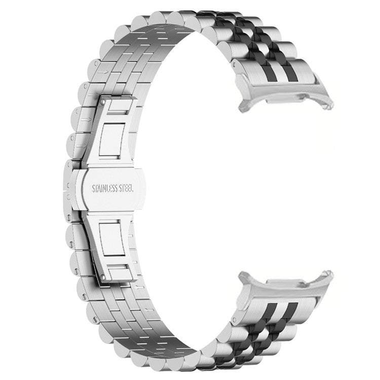 For Samsung Galaxy Watch Ultra 47mm Watch Band Stainless Steel Strap with Band Removal Tool - Silver / Black B