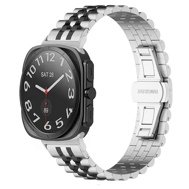 For Samsung Galaxy Watch Ultra 47mm Watch Band Stainless Steel Strap with Band Removal Tool - Silver / Black B