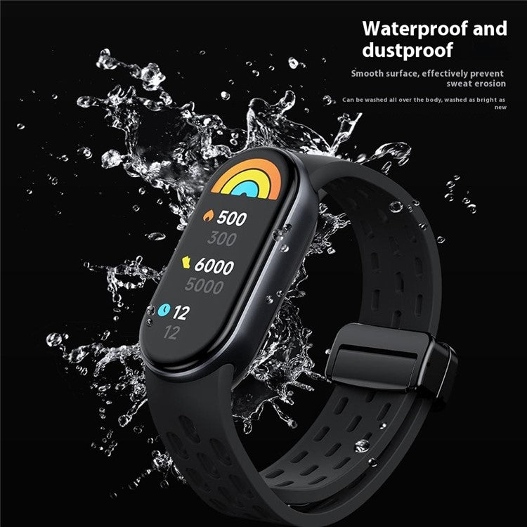 Silicone Watch Band for Xiaomi Smart Band 9 NFC / Band 9 / Band 8 Hollow Breathable Magnetic Buckle Strap - Light Purple