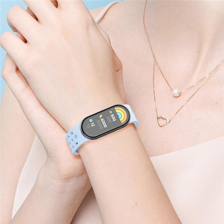 Silicone Watch Band for Xiaomi Smart Band 9 NFC / Band 9 / Band 8 Hollow Breathable Magnetic Buckle Strap - Light Purple