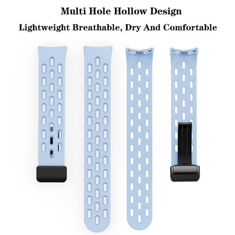 Silicone Watch Band for Xiaomi Smart Band 9 NFC / Band 9 / Band 8 Hollow Breathable Magnetic Buckle Strap - Light Purple