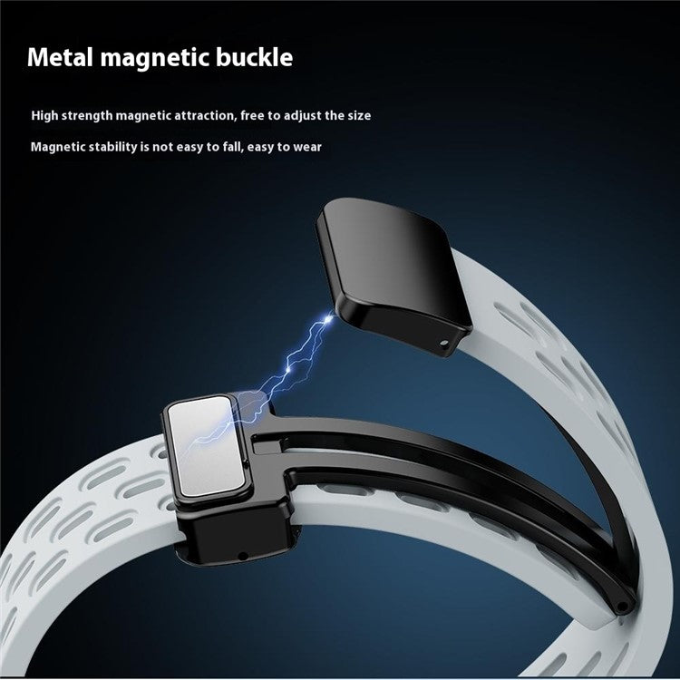 Silicone Watch Band for Xiaomi Smart Band 9 NFC / Band 9 / Band 8 Hollow Breathable Magnetic Buckle Strap - Light Purple