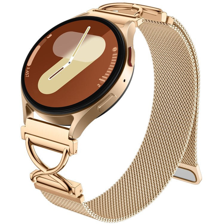 For Garmin vivoactive 5 / GarminActive 5 Milanese Band Electroplated Stainless Steel Magnetic Watch Strap with X-Shaped Connector - Rose Gold