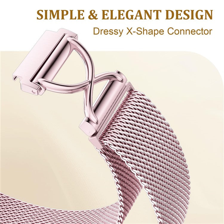 For Samsung Galaxy Watch Active2 40mm / 44mm Milanese Band Electroplated Stainless Steel Magnetic Watch Strap with X-Shaped Connector - Rose Pink