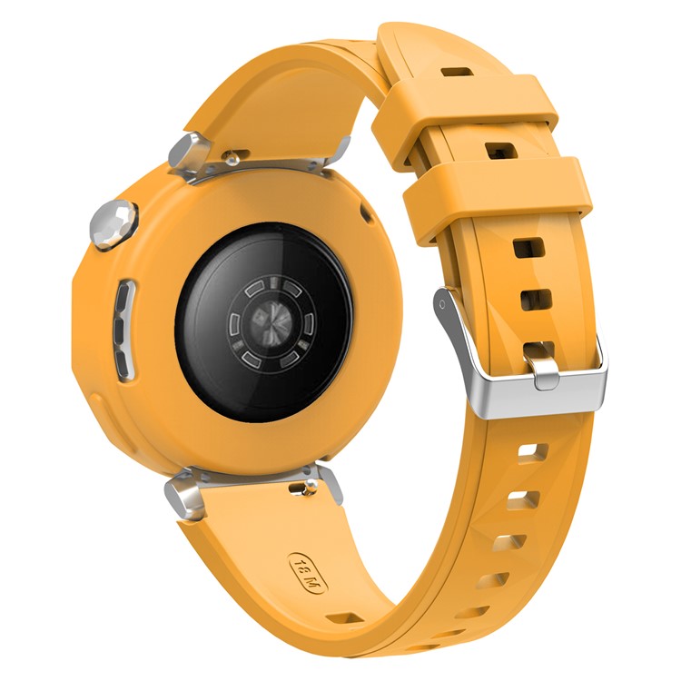 For Huawei Watch GT 5 Pro 42mm Silicone Strap Wrist Watch Band with Watch Frame Cover - Yellow