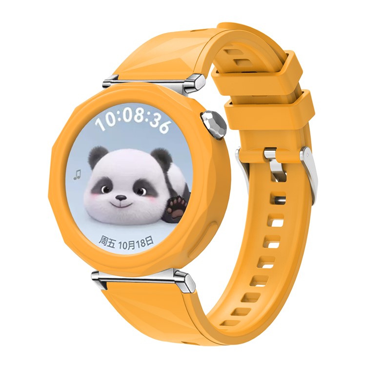 For Huawei Watch GT 5 Pro 42mm Silicone Strap Wrist Watch Band with Watch Frame Cover - Yellow