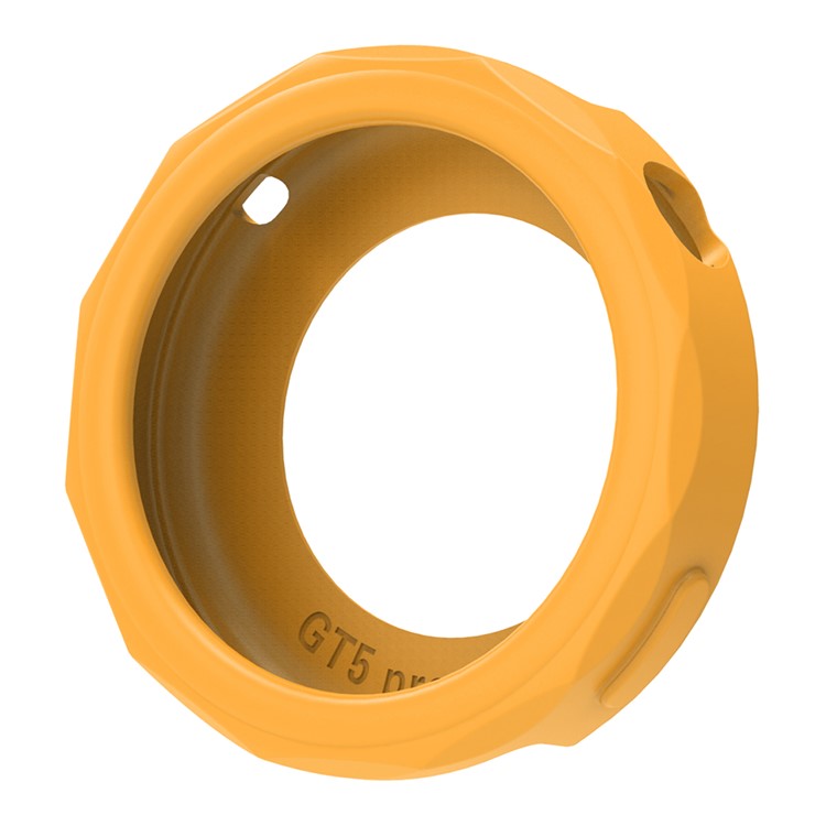 For Huawei Watch GT 5 Pro 42mm Silicone Strap Wrist Watch Band with Watch Frame Cover - Yellow