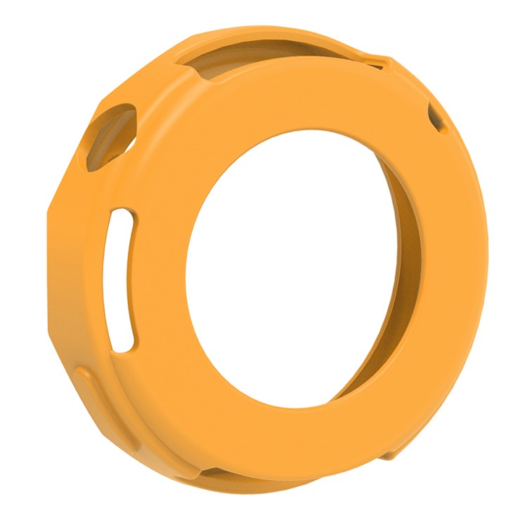 For Huawei Watch GT 5 Pro 42mm Silicone Strap Wrist Watch Band with Watch Frame Cover - Yellow