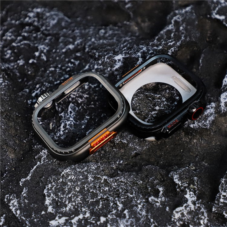 Metal Case for Apple Watch Series 9 / 8 / 7 45mm Sport Watch Protective Cover - Black