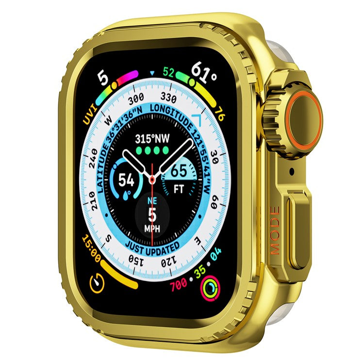 Metal Case for Apple Watch Series 9 / 8 / 7 45mm Sport Watch Protective Cover - Glossy Gold