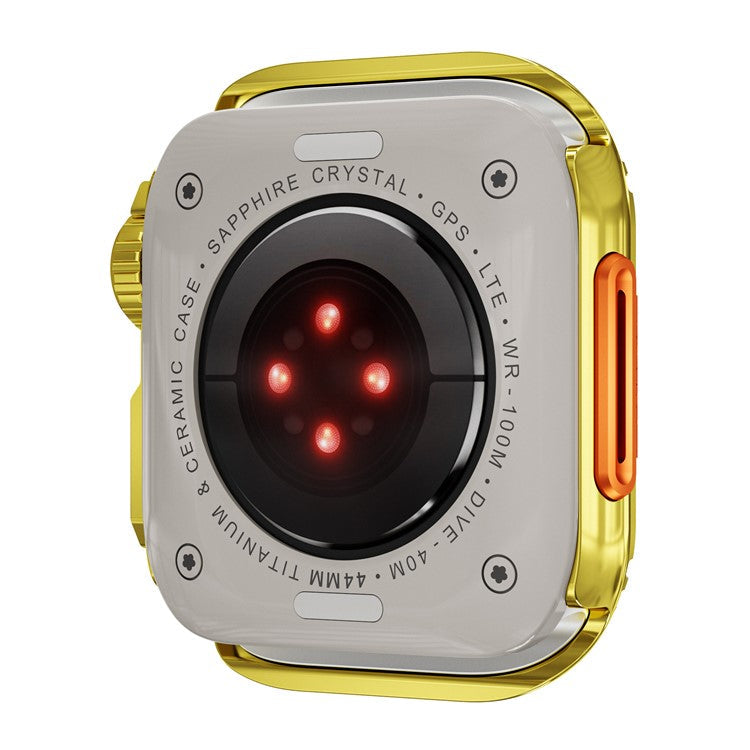 Metal Case for Apple Watch Series 9 / 8 / 7 45mm Sport Watch Protective Cover - Glossy Gold