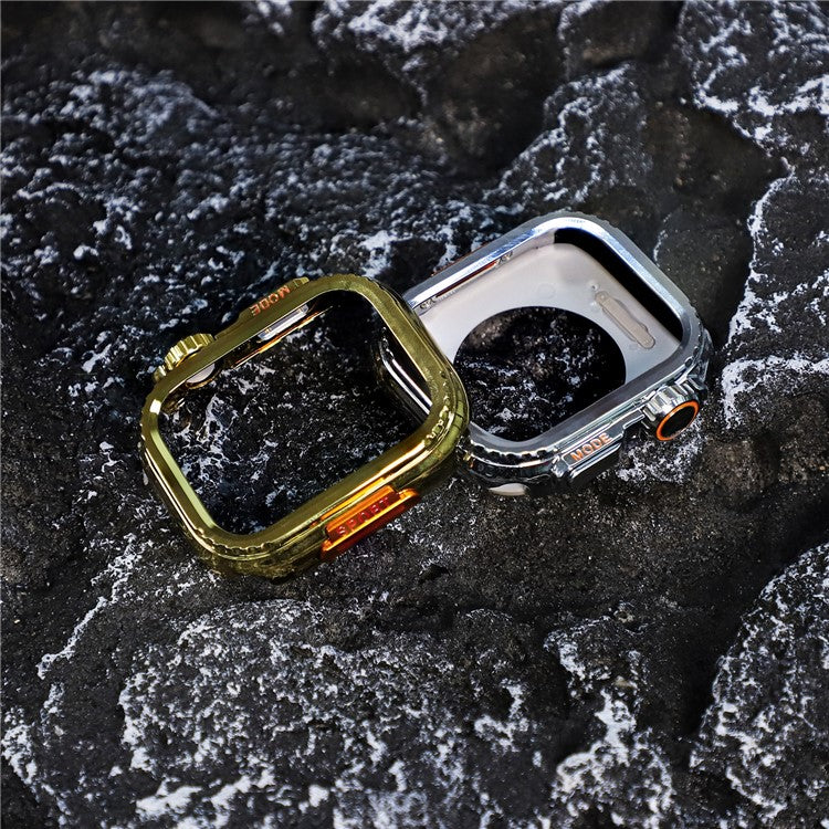 Metal Case for Apple Watch Series 9 / 8 / 7 45mm Sport Watch Protective Cover - Glossy Gold