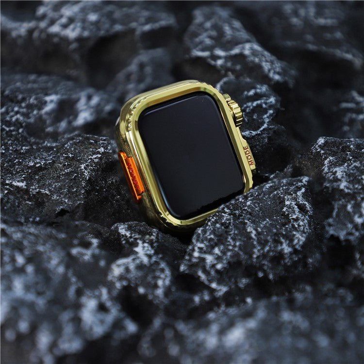 Metal Case for Apple Watch Series 9 / 8 / 7 45mm Sport Watch Protective Cover - Glossy Gold
