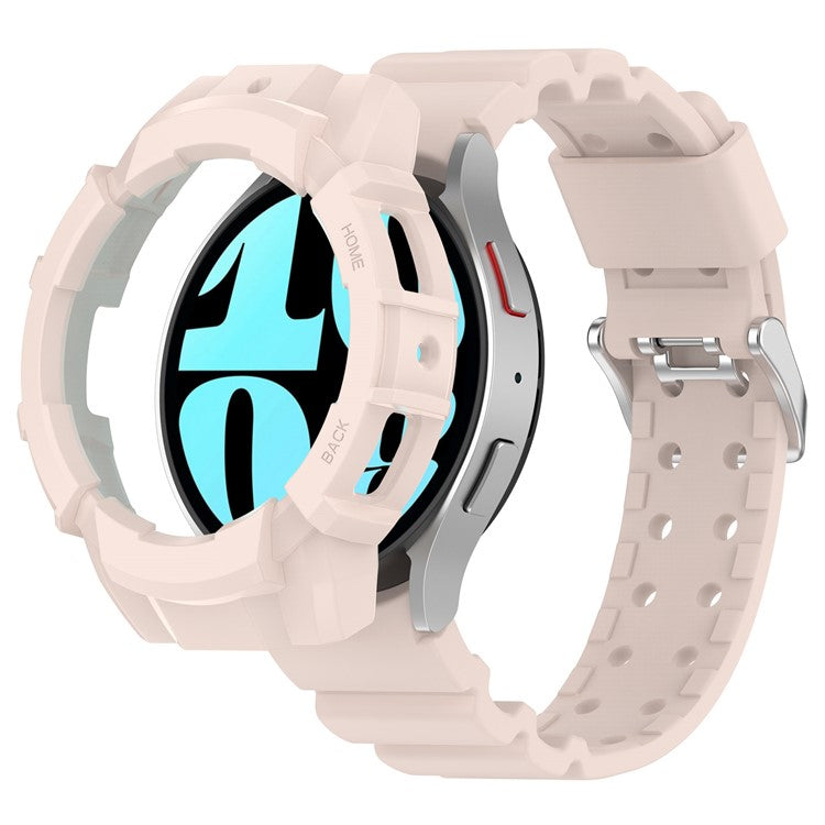 For Samsung Galaxy Watch7 40mm Silicone+TPU Watch Band Wrist Strap with Watch Case - Pink