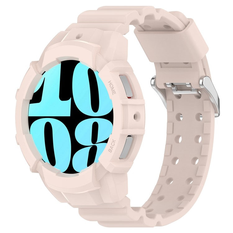 For Samsung Galaxy Watch7 40mm Silicone+TPU Watch Band Wrist Strap with Watch Case - Pink