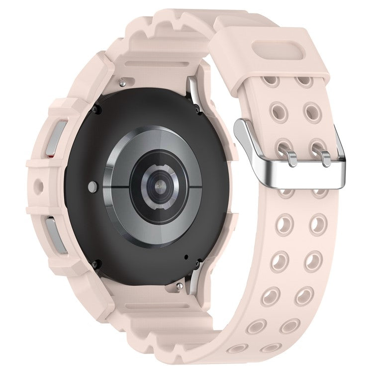 For Samsung Galaxy Watch7 40mm Silicone+TPU Watch Band Wrist Strap with Watch Case - Pink