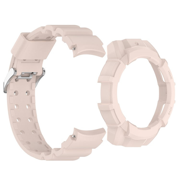 For Samsung Galaxy Watch7 40mm Silicone+TPU Watch Band Wrist Strap with Watch Case - Pink