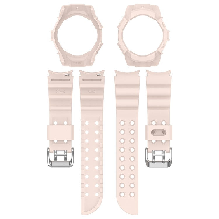 For Samsung Galaxy Watch7 40mm Silicone+TPU Watch Band Wrist Strap with Watch Case - Pink