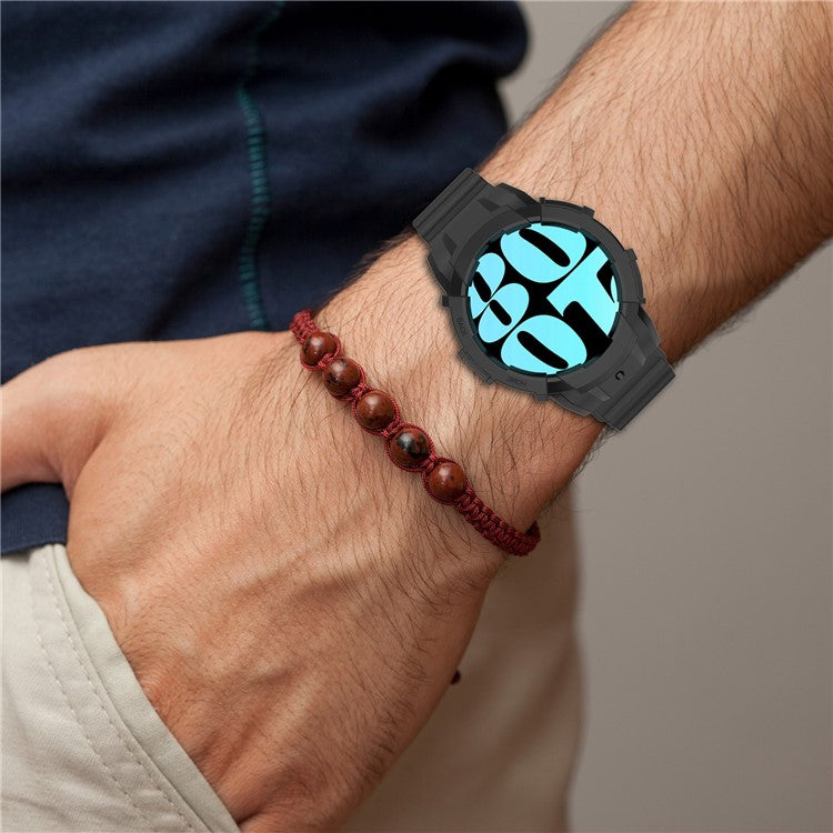 For Samsung Galaxy Watch7 40mm Silicone+TPU Watch Band Wrist Strap with Watch Case - Pink