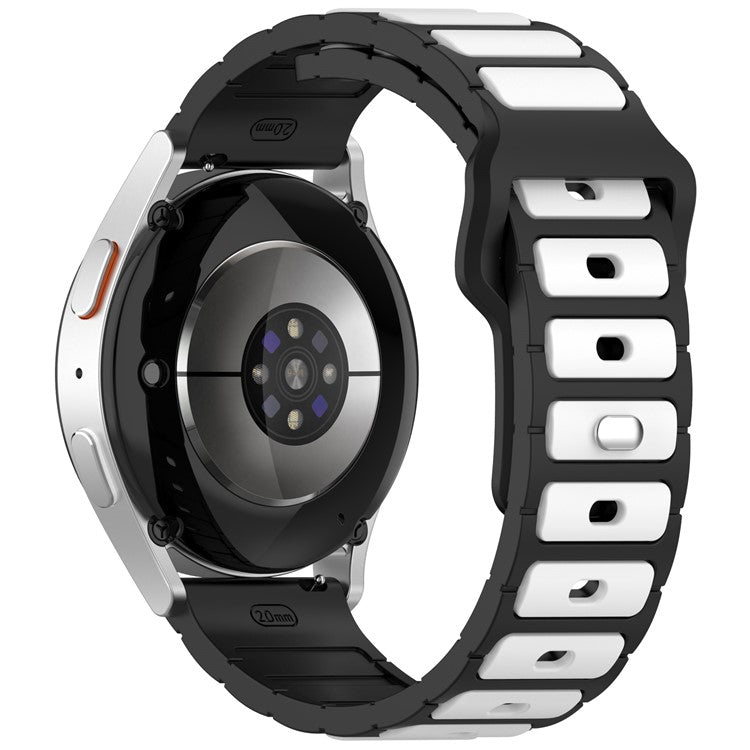 Silicone Strap for Samsung Galaxy Watch3 45mm / Galaxy Watch 46mm / Gear S3 Classic Universal 22mm Dual Color Watch Band - Black+White