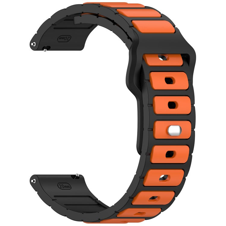 Silicone Strap for Samsung Galaxy Watch3 45mm / Galaxy Watch 46mm / Gear S3 Classic Universal 22mm Dual Color Watch Band - Black+Orange