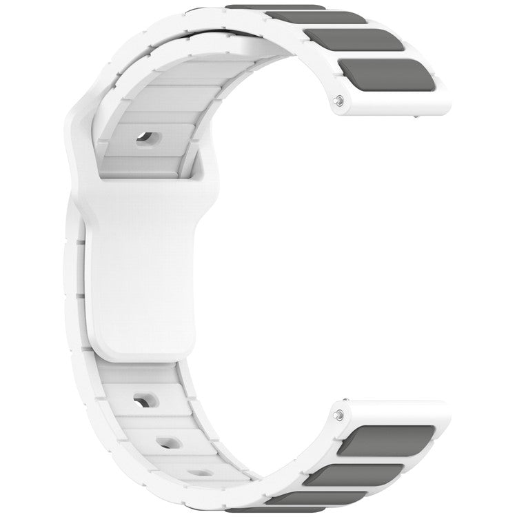 Silicone Strap for Samsung Galaxy Watch7 44mm 40mm / Watch6 44mm 40mm / Watch6 Classic 47mm 43mm Universal 20mm Dual Color Watch Band - White+Grey